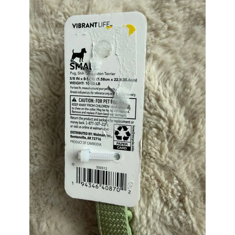 Vibrant Life Small Dog Collar Mint Green NWT